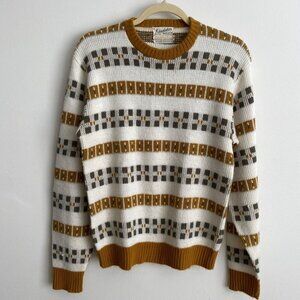 Kandahar Deluxe Womens Vintage Crewneck Sweater Size Medium Green Grey White